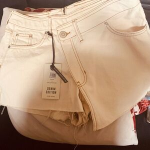 River Island Cream Jean Shorts Classic Denim Style